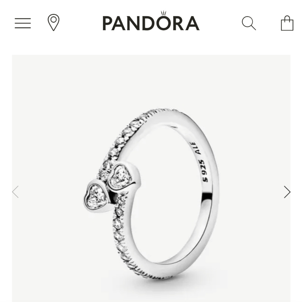 Pandora Two Hearts ring, size 7